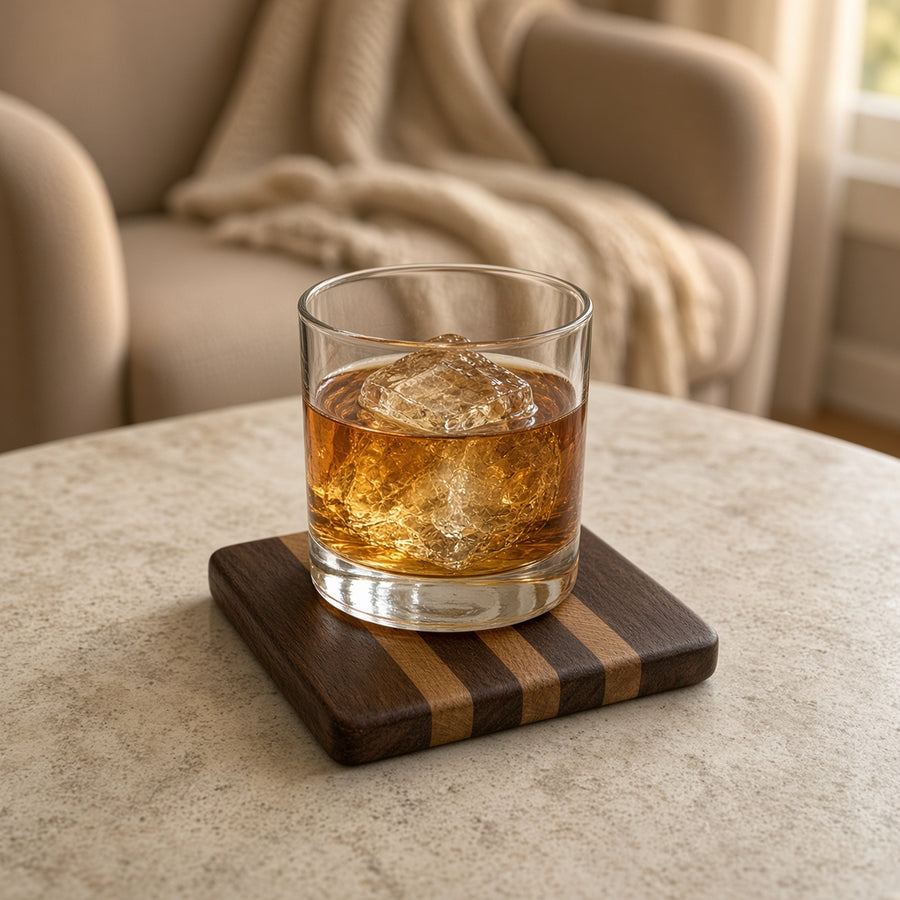 Animate | Cherry & Walnut Coasters, Set of 4
